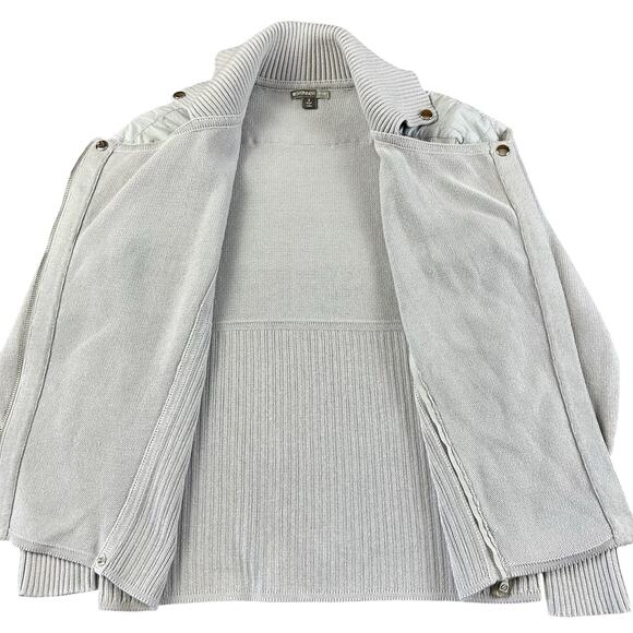 Spanner Sport Knit Jacket Women Size Small Ribbed Gray Asymmetrical Zip Sweater - Picture 8 of 13